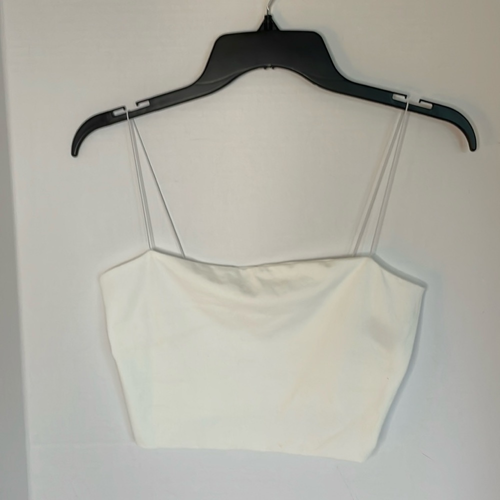 Shein white tube top with skinny elastic straps women’s size L , EU 40/42